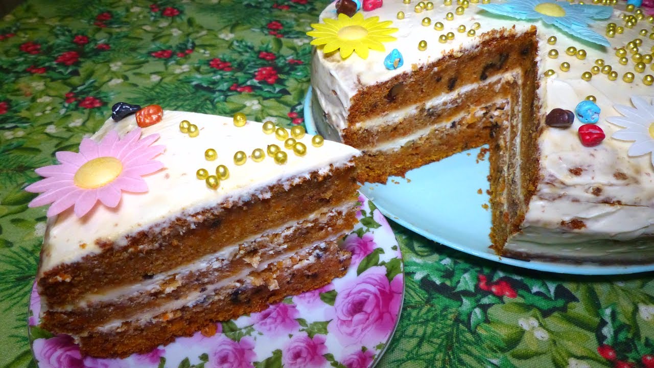 Морковный торт | Рецепт с творожным кремом