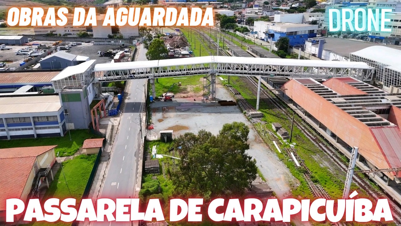 Drone em Carapicuíba: Obras da aguardada passarela na região central - Grande São Paulo