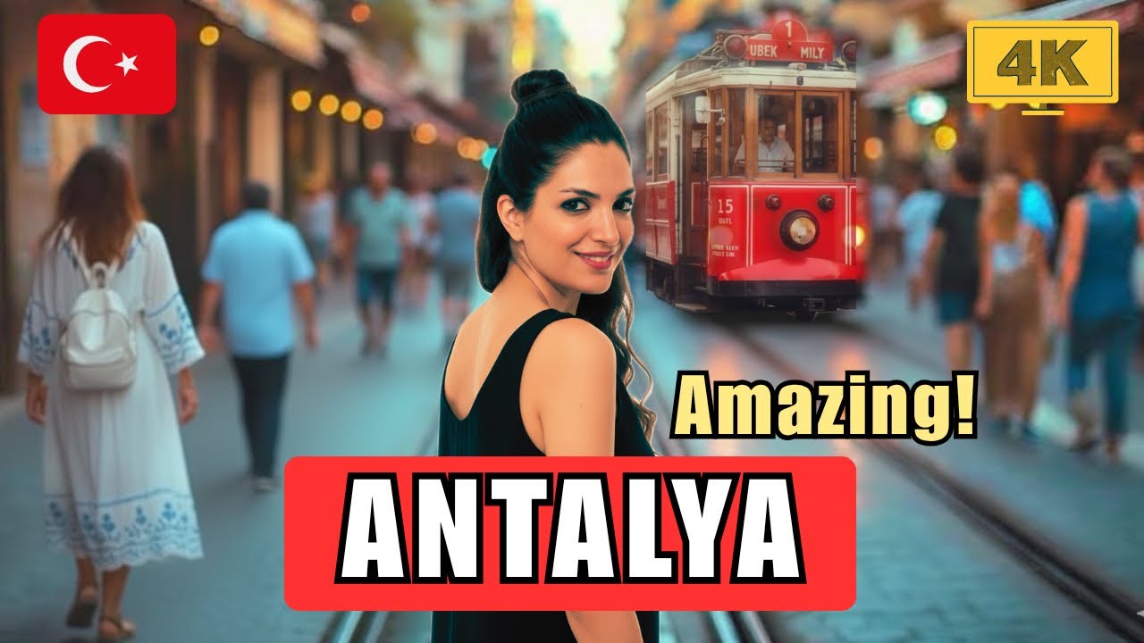 Анталья 🇹🇷 НОСТАЛЬГИЧЕСКАЯ трамвайная улица | Прогулка по улице Ататюрка 4K Звуки настоящего города