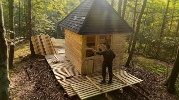 A Man Builds a House from ABANDONED PALLETS in the Middle of the Forest