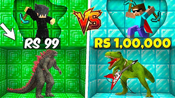 Rs1 vs Rs1,00,00,000 Dinosaur Mining Challenge in Minecraft with @ProBoiz95