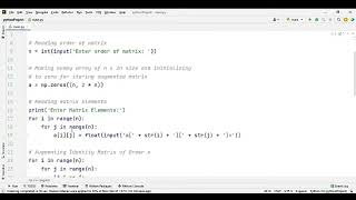 Inverse of any matrix using the Gauss - Jordan Elimination : Python Program #Short
