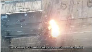 Russian T72 tank hit by 120mm mortar rounds. One crew member luckily survived!
