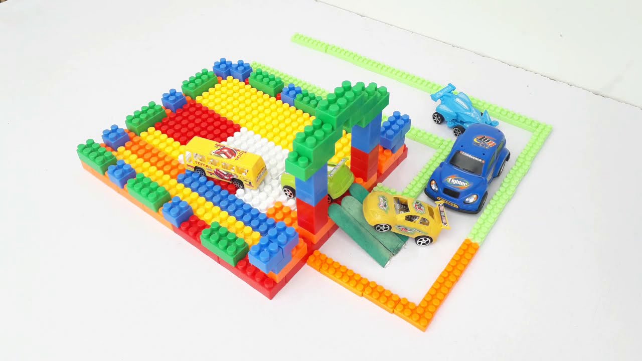 How To Build Car And Truck Parking Place With Building Blocks - YouTube
