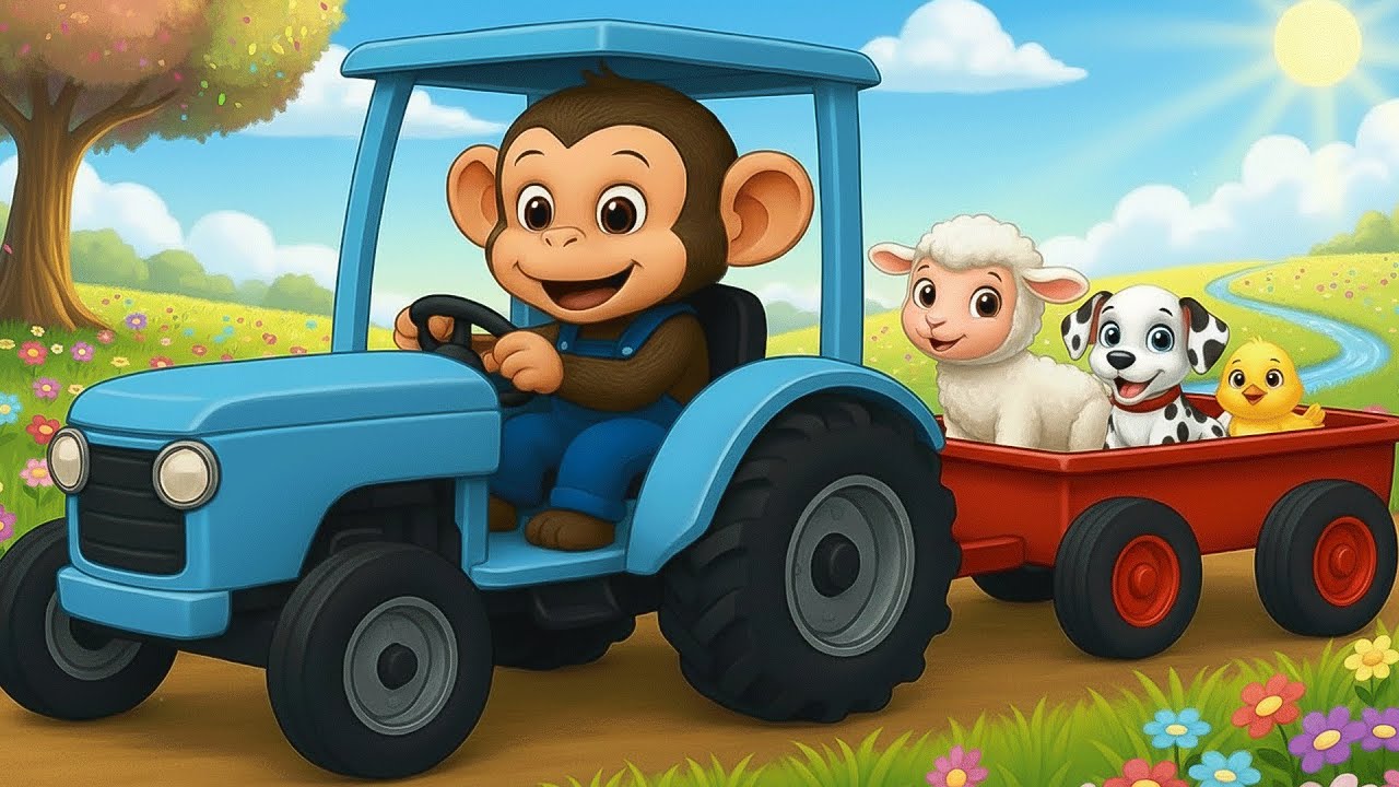 Monkey’s Tractor Day: Move a Horse & Gentle Care | Elephant Monkey Farm 🐒