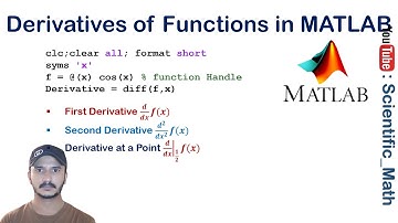 Find Derivative Using MATLAB Built In function l MATLAB Code for Derivative