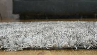 Hand Tufted Shag Polyester 2'6''x10' Runner Area Rug Solid Gray White K00111