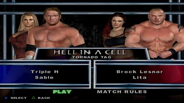 WWE SmackDown! Here Comes the Pain - Triple H x Sable VS Brock Lesnar x Lita (HELL IN A CELL)