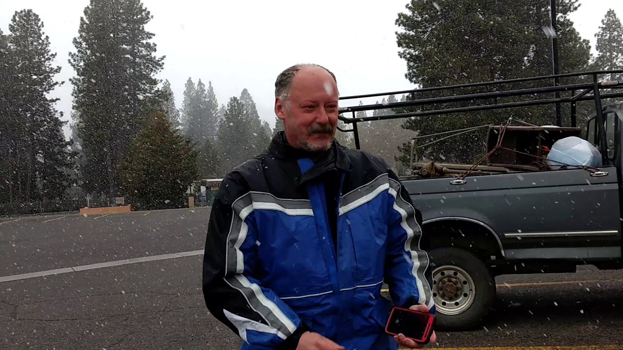 Snow, scared puppies & motorcycles in Weed, California