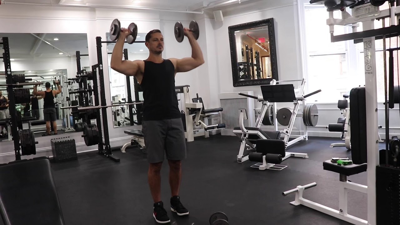 Dumbbell overhead press, superset lateral raises YouTube