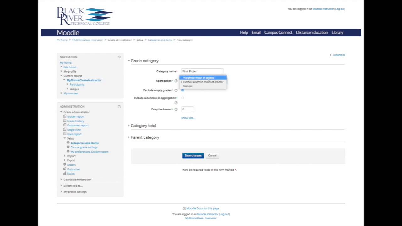 Simple Weighted Mean Of Grades--Moodle 2.8