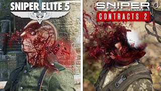 Sniper Elite 5 Gameplay Physics & Details vs Sniper Ghost Warrior Contracts 2