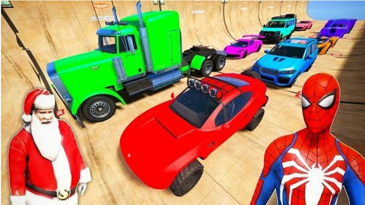 GTA V Superhero Crazy Race 🚗🔥 Spider-Man vs Mega Cars Challenge!