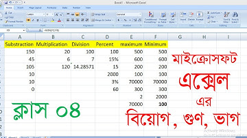 মাইক্রোসফট এক্সেল এর যোগ, গুণ, ভাগ।  ক্লাস ০৪ । সবার জন্য এক্সেল । creative ict academy