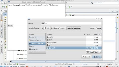 JavaFX example: save TextArea to file, using FileChooser
