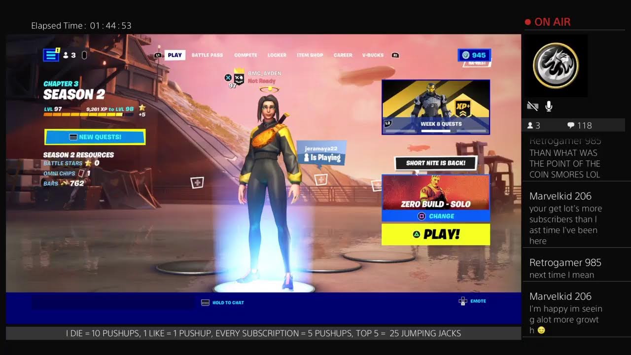 *LIVE* FORTNITE BUT EVERYTIME I DIE, I DO 10 PUSH UPS!