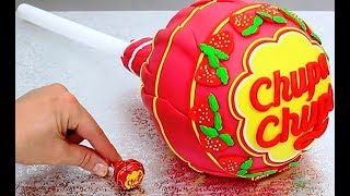 Hi! today i made a giant chupa chups lollipops cake with surprise
inside. used strawberry flavored sponge (ball hemisphere tin 6 inches)
fill...