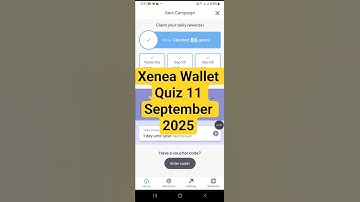 Xenea वॉलेट डेली Quiz 11 September | Xenea Wallet Quiz Answers Today | Xenea daily quiz | #xenea