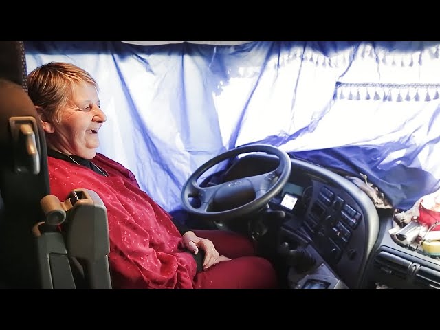 At 66 years old, she is a truck driver and always at night 😮 class=