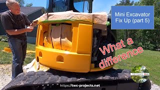 160-John Deere 50D Mini Excavator repair project (part 4; boom prep & yellow paint)