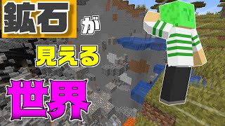【マインクラフト】ブロックが透明になって鉱石だけが見える世界でダイヤドッキリ！？