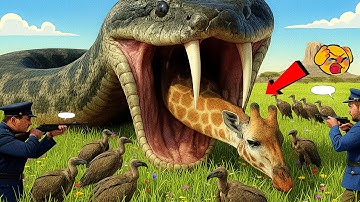 Heroic Rescue Team Saves Innocent Mother Giraffe from Giant Python Attack🐍🦒