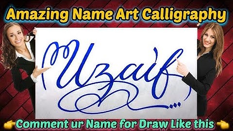 Uzaif Name Signature Calligraphy Status | How to Draw, Cursive Calligraphy with Cut Marker
