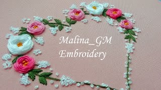 Flower Heart Hand Embroidery Top stitches Design by #malina_gm