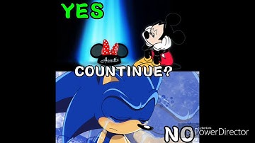 Sonic And Mickey (English Jumpscare XBOX 360 Bootleg): Conutinue And Game Over