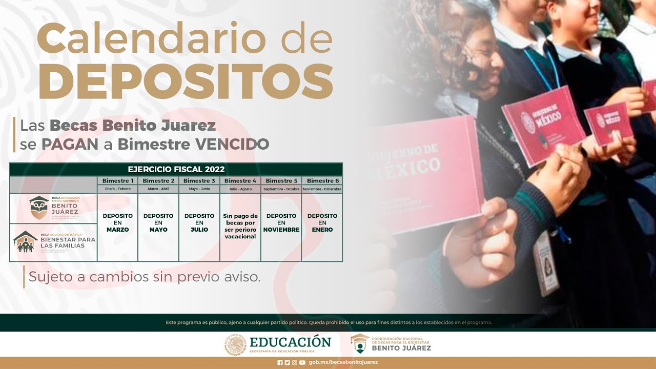 !así va hacer¡ FECHAS y CALENDARIO de PAGOS o DEPOSITOS de BECAS BENITO ...