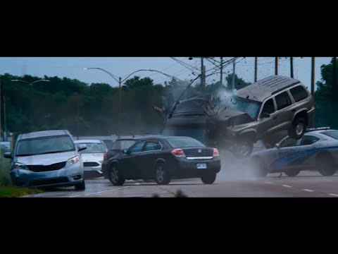Unhinged - Car Chase Highway Crash Scene