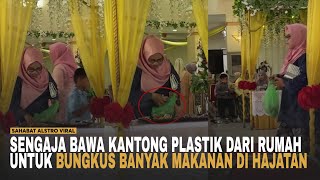 TAK MAU RUGI! Emak-Emak ini Bungkus Makanan di Acara Hajatan, Dengan Kantong Plastik Yang ia Bawa.