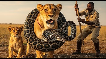 Lion Cub Runs for Help When Giant Python Strangles Its Mother