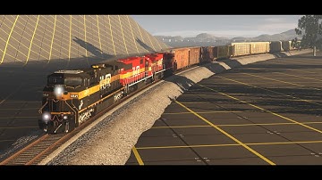 Trainz 2022, VSR Manifest train with a C44ACM leading passes through the mountain