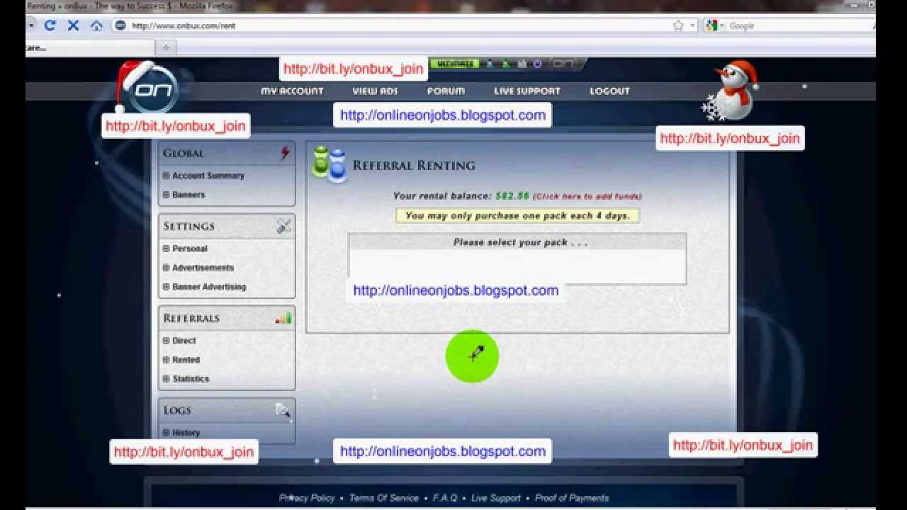 Onbux Tutorial - Rent 300 Referrals on 30 days - Ultimate Membership