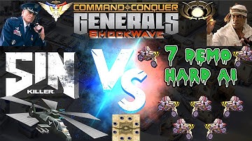 Command & Conquer: Generals ShockWave  - 1 Airforce vs 7 Demo - Hard AI - Map=Twilight