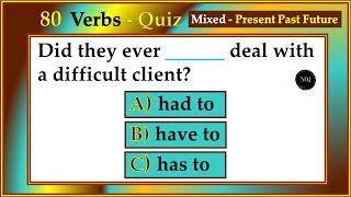80 Verbs Test & Quiz | English All Tenses Mixed Quiz | English Grammar Quiz | No.1 Quality English