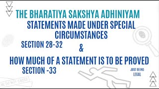 Section 28-32 & 33 , BSA,2023, Statements under special circumstances & How much to be proved #yt