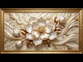 Golden Bloom Elegance | Luxury White Floral Wall Art #frametvart #art #painting