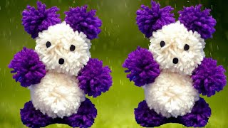 How to make Pom Pom Teddy  Bear?with Wool |DIY|woolen Teddy Bear making|Woolen Craft|Teddy with Yarn