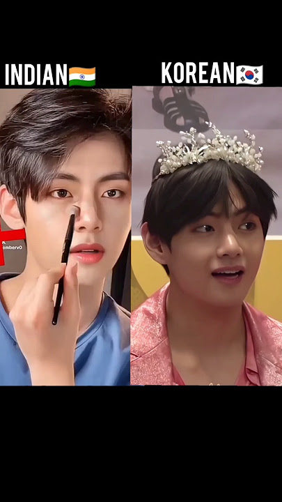 bts V Indian Vs Korean hindi song cute whatsApp status #v#taehyung#bts#shorts#hindisong