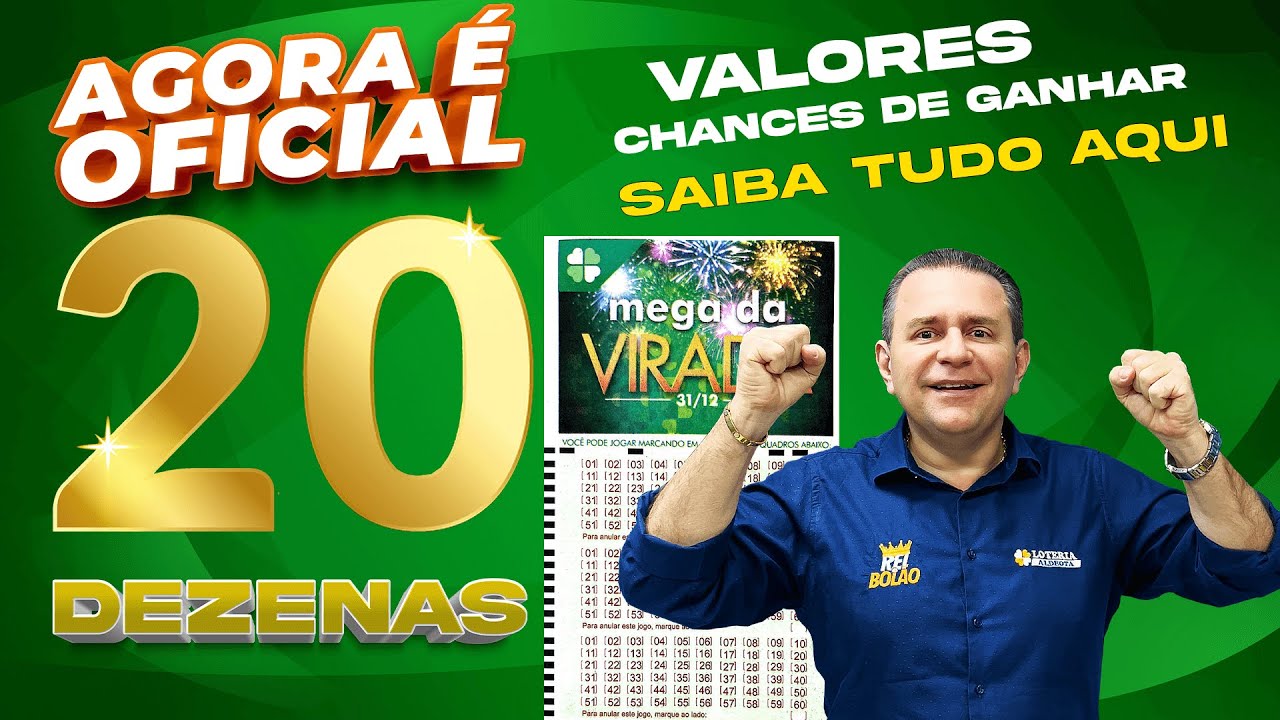 NOVIDADE: 20 DEZENAS NA MEGA-SENA. VALORES, CHANCES DE GANHAR E MUITO MAIS.  