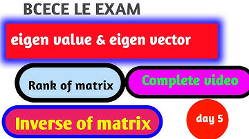Quiz que solve eigen value & eigen vector rank inverse of matrix Limit bcece le @amitedupoint