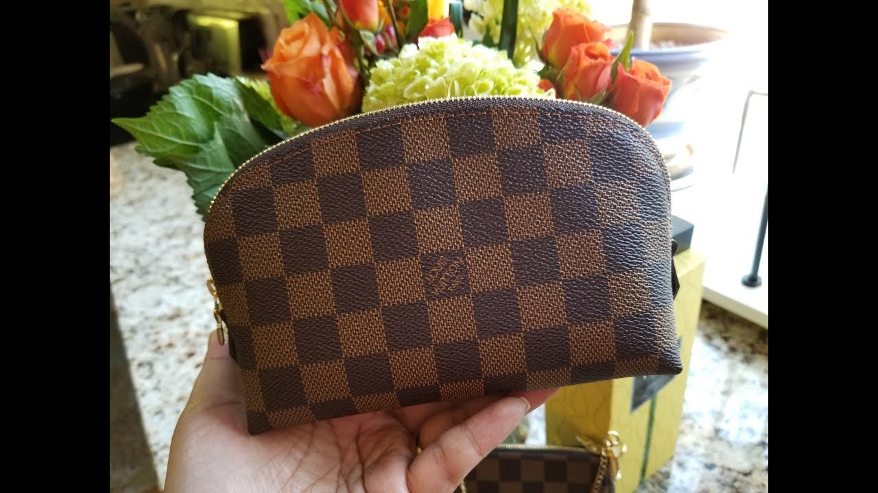 Lv Damier Ebene Cosmetic Pouch-Unboxing - YouTube