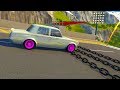 Giant Chain Crashes High Speed Car Jump - BeamNG drive