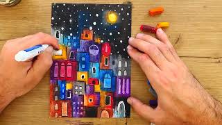 11 Minutes Of Satisfying Abstract Art / Oil Pastel Painting / Time Lapse / Contemporary Style