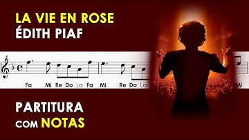 La Vie En Rose | Partitura com Notas para Flauta Doce, Violino | Édith Piaf