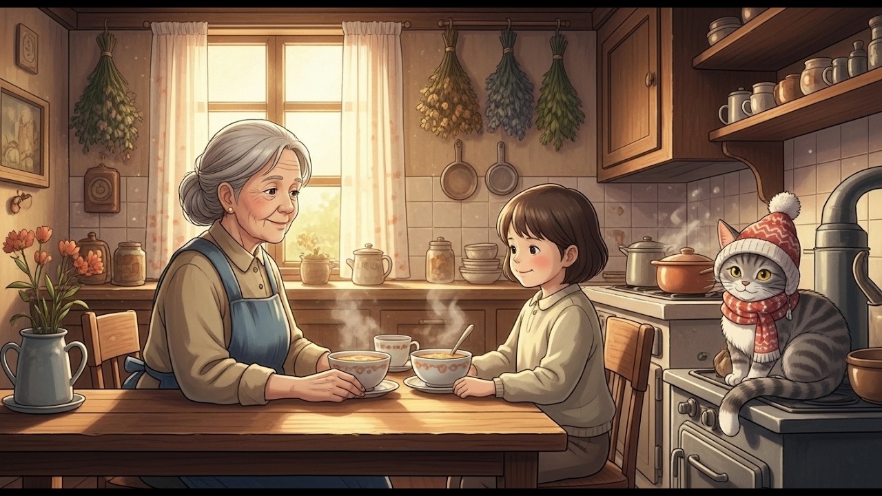 Evening Cooking with Grandmother in the Countryside Kitchen 🌿