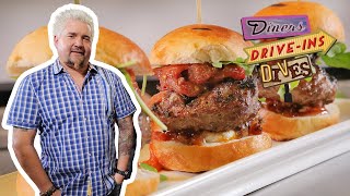 Guy Fieri Eats a Bomb Bacon Jam Burger in Charlotte, NC | Diners, DriveIns and Dives | Food Network