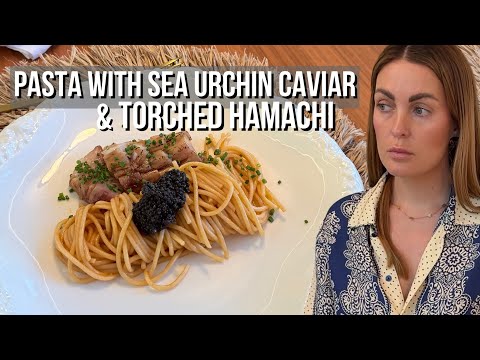 Pasta with sea urchin caviar & torched hamachi 🐟🍝🔥